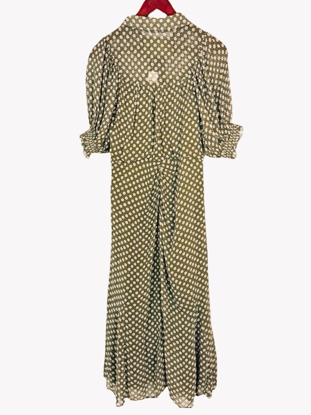 Anthropologie Puff-Sleeve Ruched Mesh Midi Shirt Dress 12 May fit 10 - Picture 7 of 10